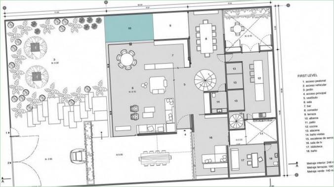Plan de la maison de campagne de luxe Casa Lomas II au Mexique