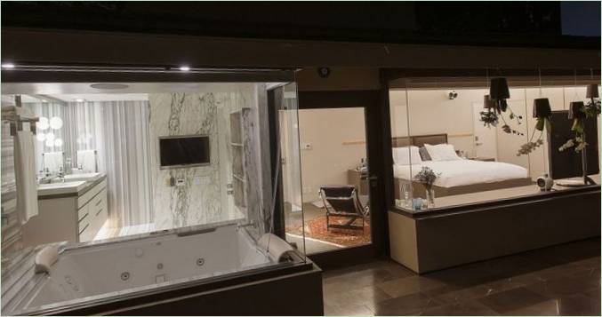 Chambre et salle de bain de la maison de campagne de luxe Casa Lomas II au Mexique