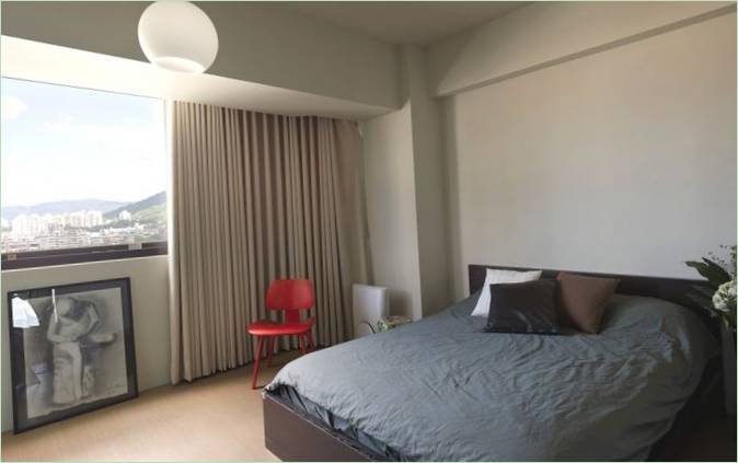 Intérieur de la chambre à coucher dans le projet Tint