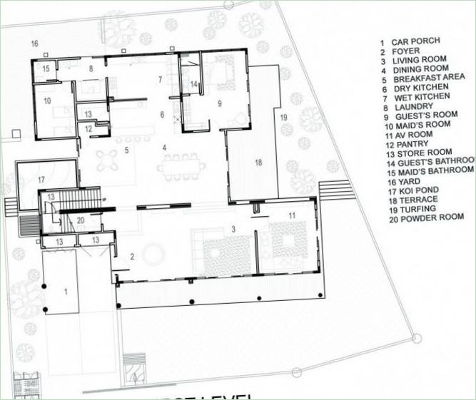 Plan d'étage de la maison N18 par l'architecte DRTAN LM