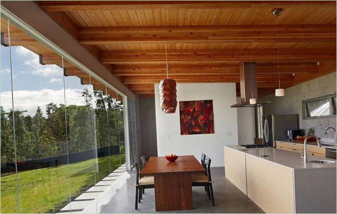 Salle à manger avec mur panoramique