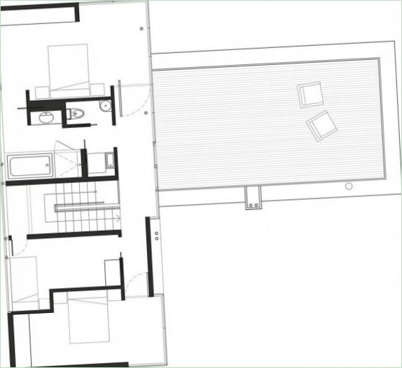 Gambier Island House, résidence privée, plan du premier étage