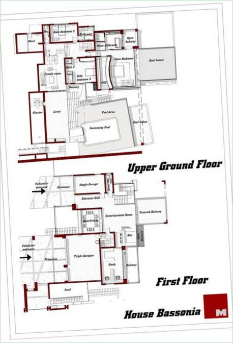 Plans d'étage 3 et 4 de la maison Bassonia