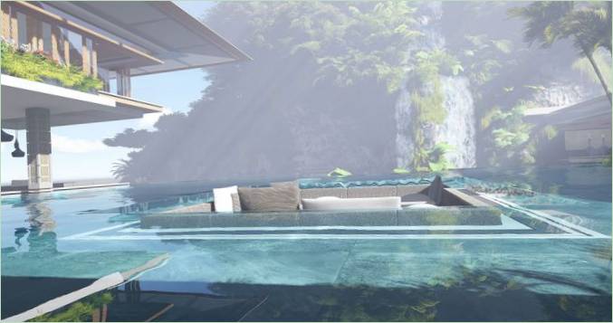 Les sièges au milieu de la piscine