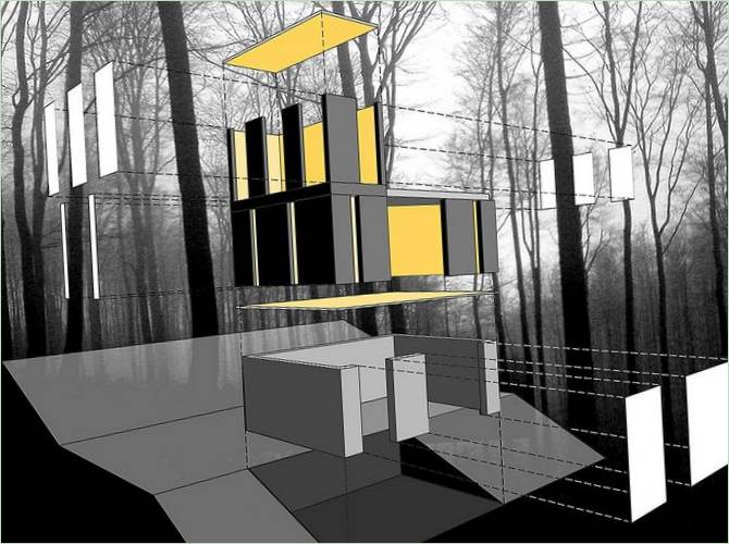 Plans de la maison sur une colline