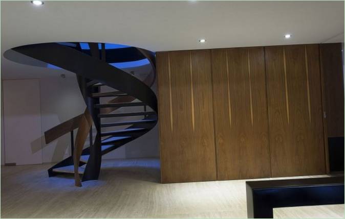 Escalier de la maison de campagne de luxe Casa Lomas II au Mexique