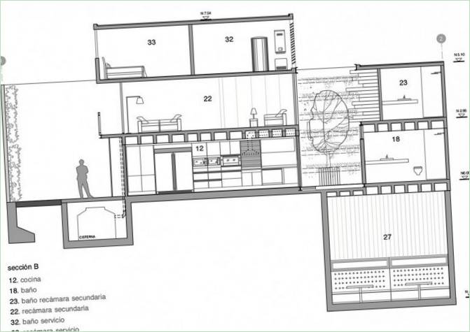 Plans d'étage de la maison de campagne de luxe Casa Lomas II au Mexique
