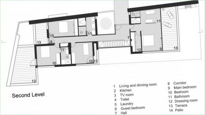 Juncal &amp ; Rodney Home cottage. Schéma du premier étage