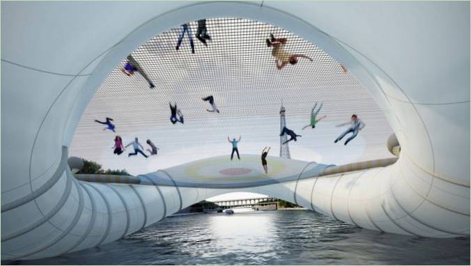 Un pont trampoline sur la Seine à Paris