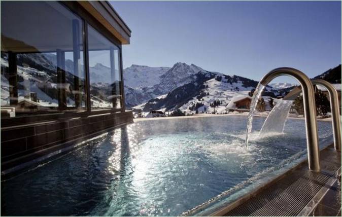 Une piscine panoramique avec vue sur les Alpes