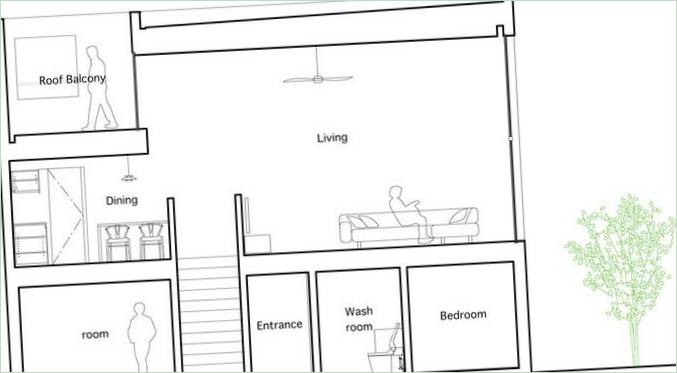 Plan d'étage de la maison privée Hiyoshi House