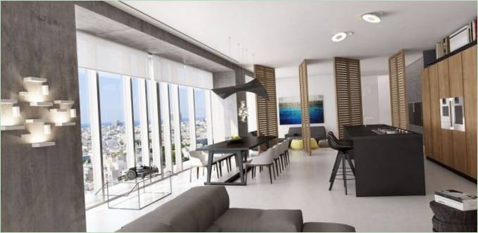 Aménagement intérieur de la cuisine avec coin repas