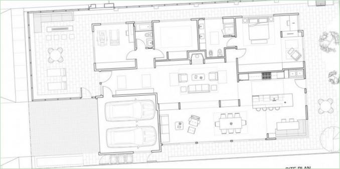 Aménagement intérieur d'une maison familiale avec terrasse en Californie
