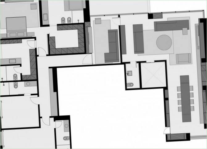 Plan du rez-de-chaussée d'une maison de campagne au Brésil