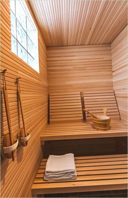 Sauna à la maison de campagne Hall House dans le Minnesota