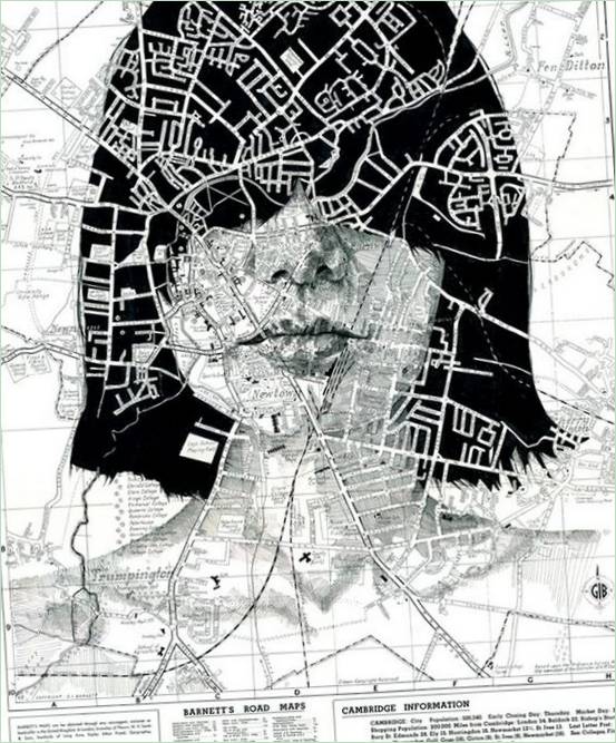 Portrait sur une carte