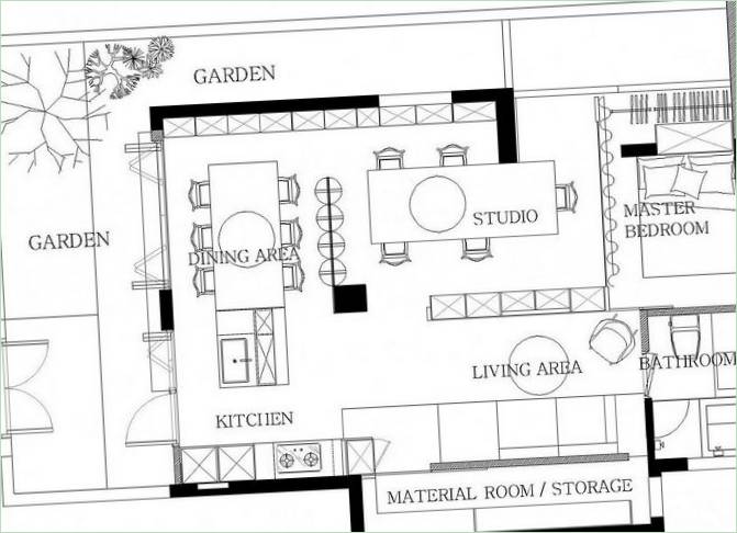 Aménagement intérieur d'un complexe d'appartements combiné avec le bureau de Ganna Studio