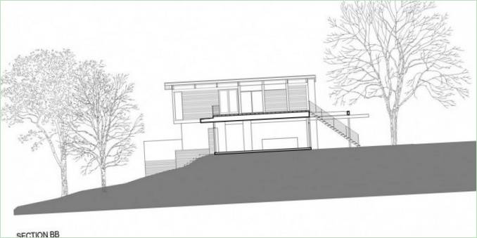 Projet de maison de ville de la résidence Barton Hills : dessin d'une maison sur une colline