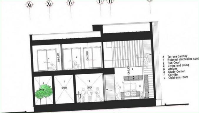 Schéma du plan d'étage de la maison privée M4 à Nagasaki