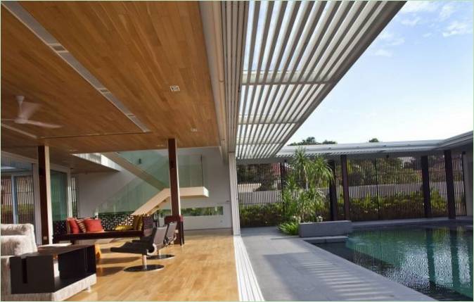 Villa design ONG&amp;ONG 9 Jalan Siap à Singapour avec accès du salon à la piscine