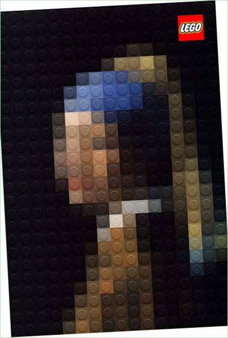 Peinture de Johannes Vermeer - Girl With A Pearl en cubes LEGO
