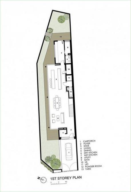 Plan du premier étage de la résidence Sunny Side House à Singapour