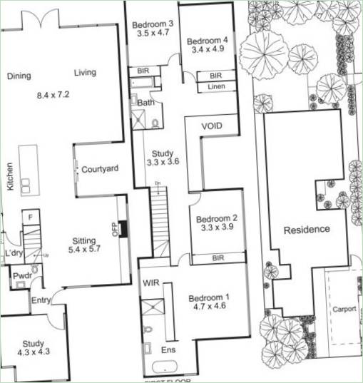 Plans d'étage schéma d'une résidence à Melbourne
