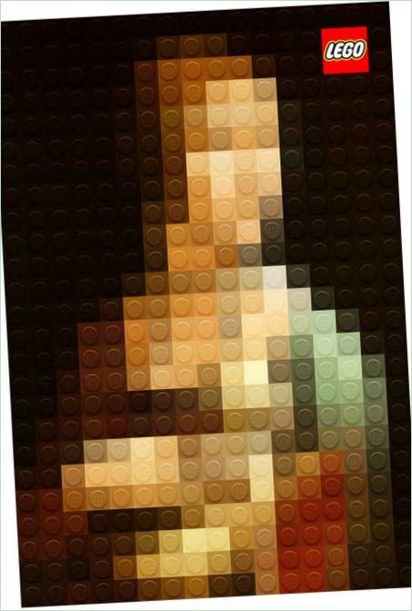 Dame de Léonard de Vinci avec une hermine à partir de cubes LEGO