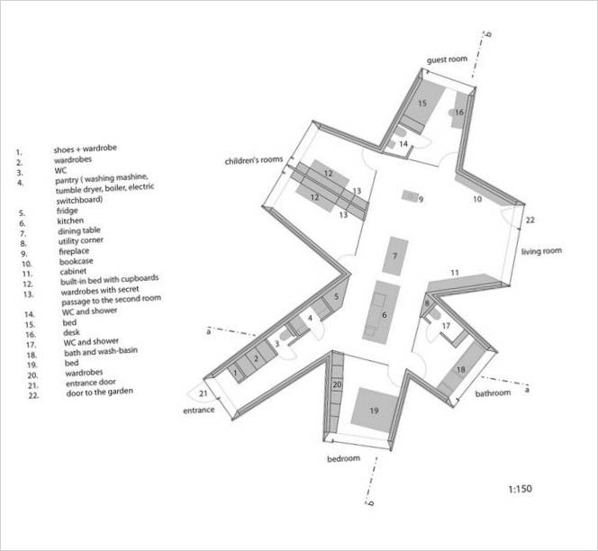 Plan de la Maison Caméléon à Prague