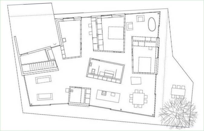 Un plan d'étage par Savioz Fabrizzi Architectes