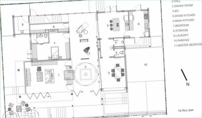 Plans d'étage d'une maison de campagne Baan Yo Yen en Thaïlande