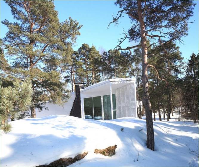 La conception d'une maison moderne en étang forestier en Finlande