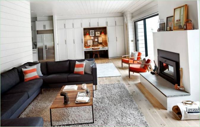 Décoration intérieure d'un salon avec une cheminée