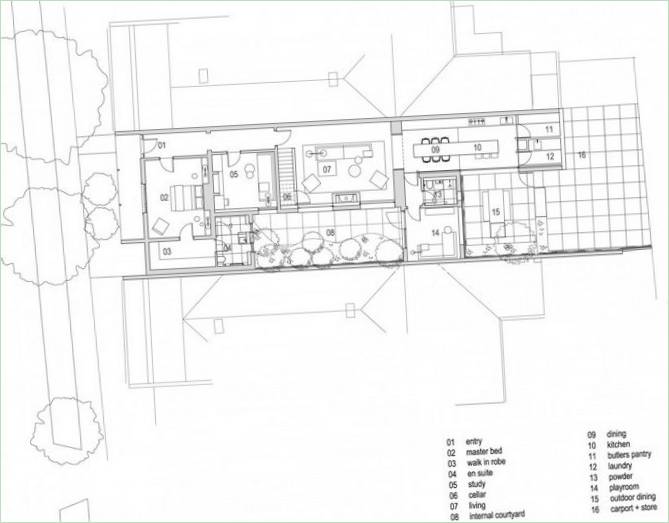 Schéma du premier niveau des appartements de la Résidence de la rue Alfred