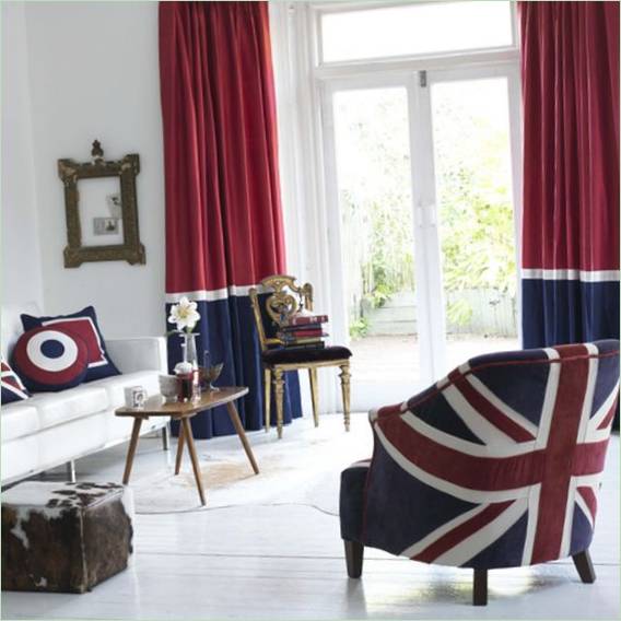 Rembourrage d'un fauteuil aux couleurs du drapeau britannique