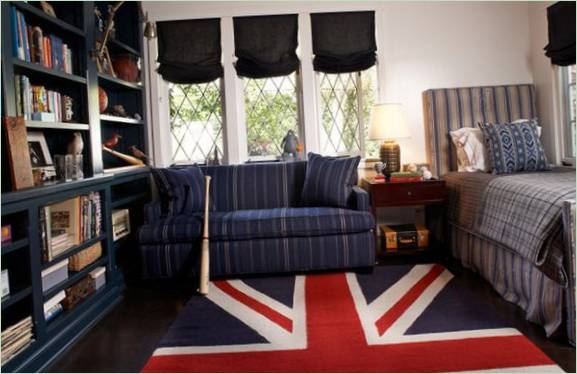 Tapis dans une pièce aux couleurs du drapeau britannique