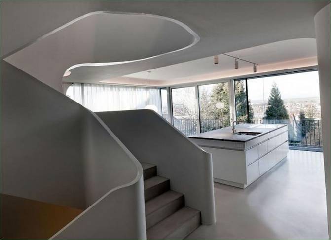 Design intérieur futuriste de la cuisine de la Maison OLS