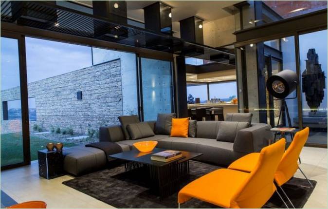 Aménagement intérieur d'un salon chez House Boz, Afrique du Sud