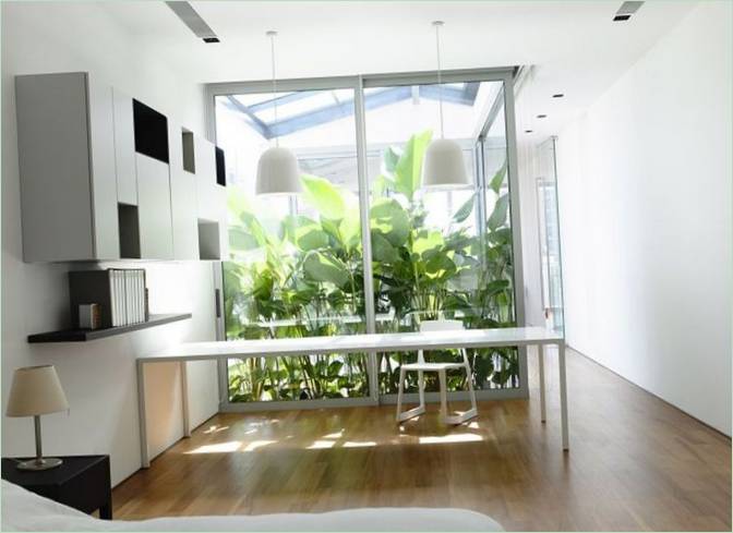 Intérieur de chambre à coucher blanc