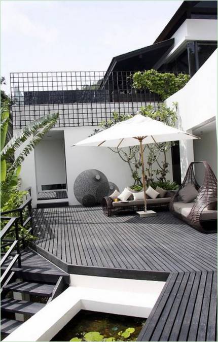 La terrasse de la Villa Yin en Thaïlande