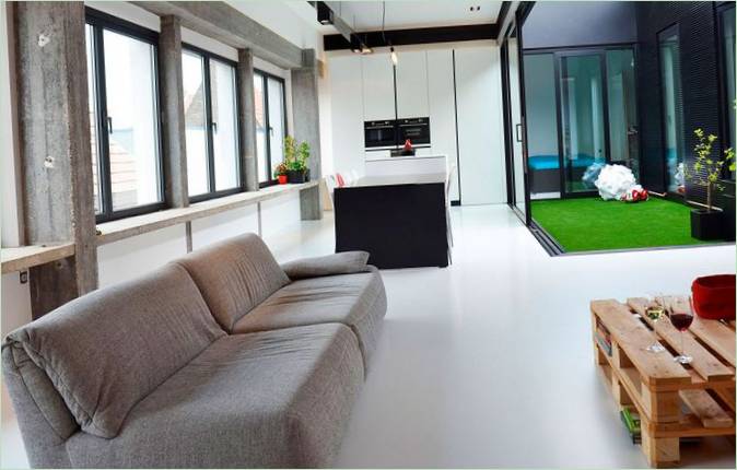 Intérieur d'un appartement dans un bâtiment d'une usine textile