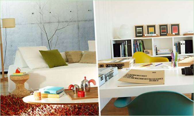 Un collage de photos de décoration intérieure de la chambre et du bureau à domicile