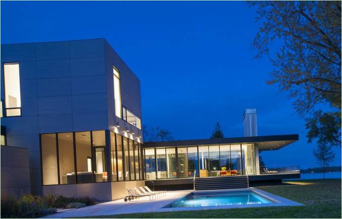 Conception de la maison de la rivière Tred Avon - vue de nuit