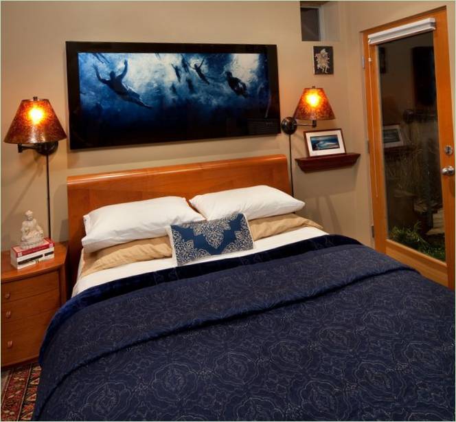 Design intérieur de chambre à coucher bleu