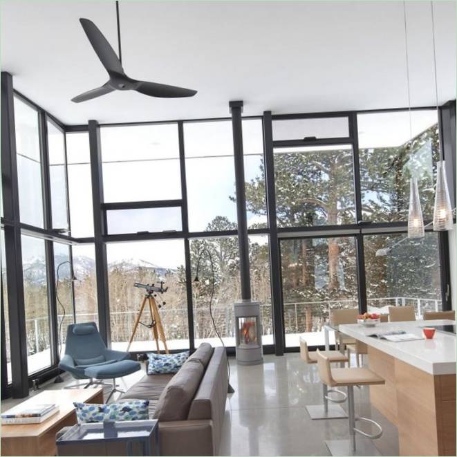 Salle de séjour dans la maison de campagne Lodgepole Retreat aux USA