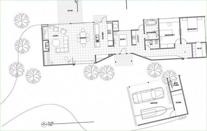 Plan d'étage de la maison économe en énergie Leura Lane House