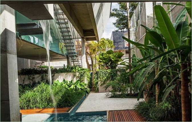 Le jardin avec des espaces verts