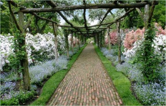 Chemin de jardin en briques