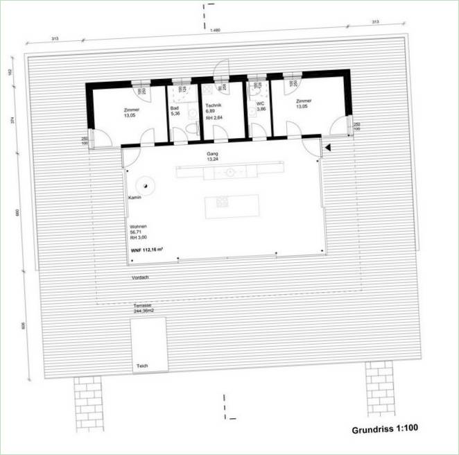 Plan d'un chalet d'été en bois et en verre en Autriche