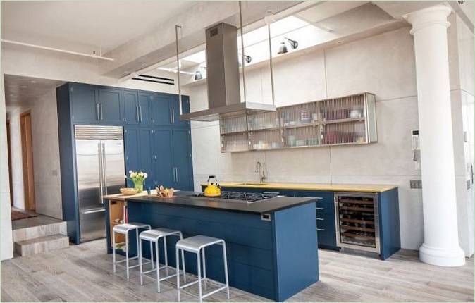 Conception de cuisine bleue